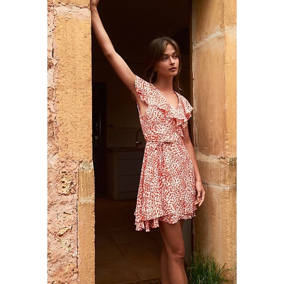 Free People French Quarter Mini Wrap Dress Orange - Picture 4 of 13
